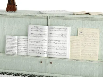 Piano vintage set 1 3D model
