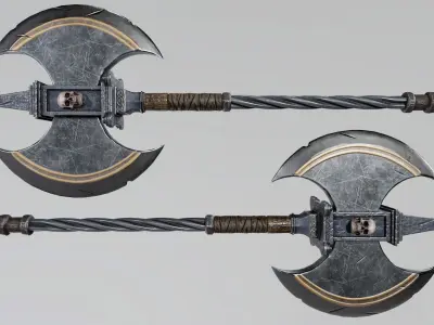 Axe-Skull Low-poly 3D model
