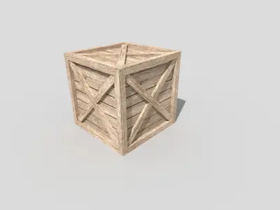 low poly wooden crate Low-poly 3D model 5