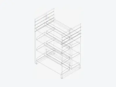 Shelving - Library - Integral - Metal Low-poly 3D model