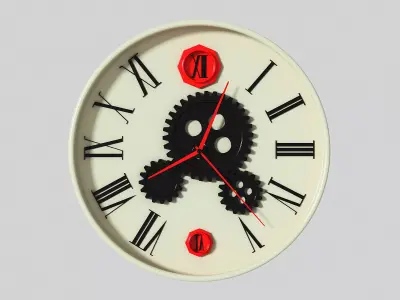 Industrial style clock Low-poly 3D model