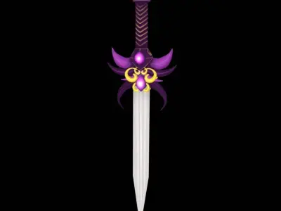 Stylized Sword LowPoly Handpainting  Free low-poly 3D model