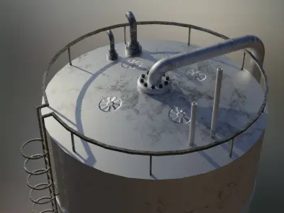 Industrial benzene storage tank 3D model