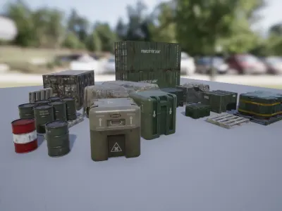 Military Containers and Crates Pack Low-poly 3D model