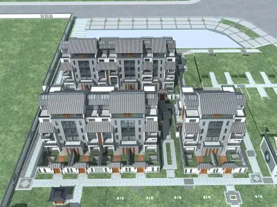 Villa residential complex 3D model 3