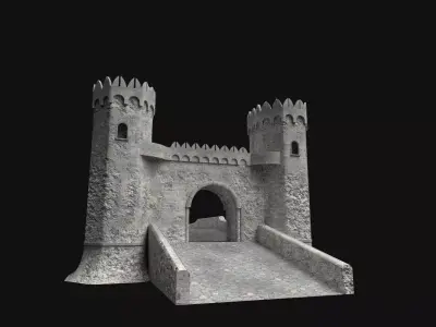 Medieval bridge Low-poly 3D model buy
