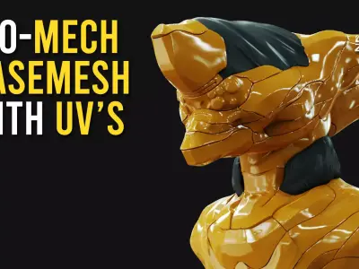 Bio-Mech Bust BaseMesh Sci-Fi Bust With UVs 3D model