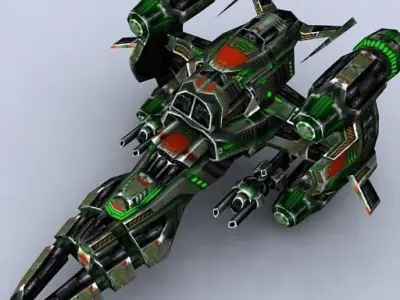 Sci-Fi Space Fighters Fleet Low-poly 3D model