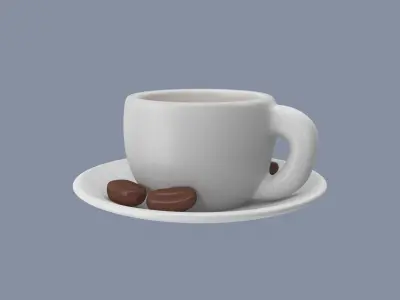 Coffee Cup and Beans 3D model