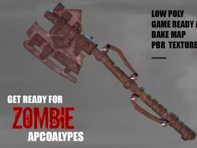 AXE for Zombie or Post Apocalypse Low-poly 3D model