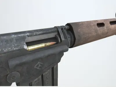 PBR FN FAL Rifle War Low-poly 3D model