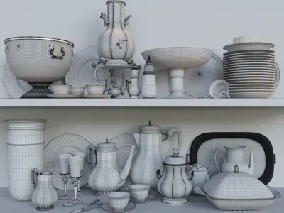 Old Antique Set 3D Model Corona Render 3D model