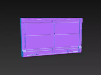 Sci-Fi Industrial Wall Panel Door - PBR Low Poly Game Ready Low-poly 3D model