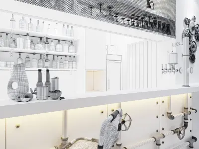 Industrial style bar scene 3D model
