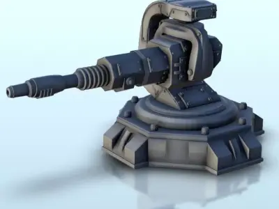 Laser gun turret on axis 2  supported version - Future Sci-Fi SF 3D print model