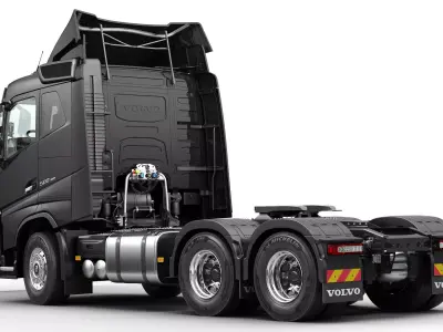 Volvo FH 6X4 With Flatbed Trailer 3D model