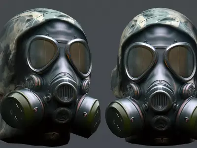 Gas mask helmet 3d model military combat Low-poly Low-poly 3D model 13