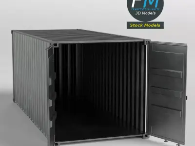 Open shipping container 3D model