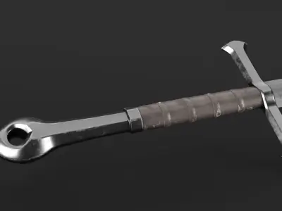 Medieval Longsword Sword PBR Game Ready Low Poly 3D model
