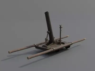 Type 11 70mm Infantry Mortar Low-poly 3D model