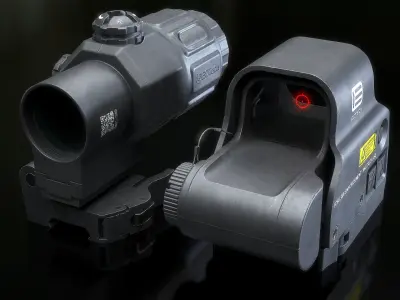 EOTech EXPS3 With Magnifier 3x Low-poly 3D model