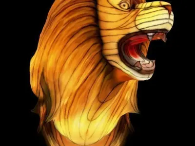 Lion head stylized Low-poly 3D model