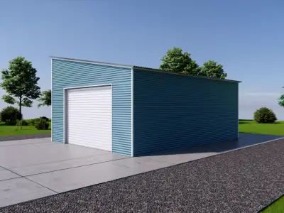 Metal Single Car Carport-Shed Roof Building Low-poly 3D model