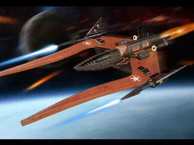 Spaceship Fighter Low-poly 3D model by amiraskari748