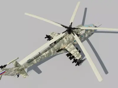 Mil Mi 24 Russian Helicopter Low-poly 3D model