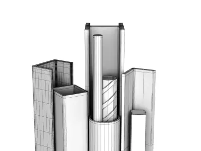 Metal profiles pipes and corners 3D model