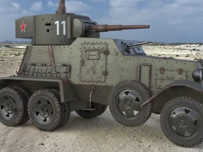 BA 6 Armored Car  Vray  3D model