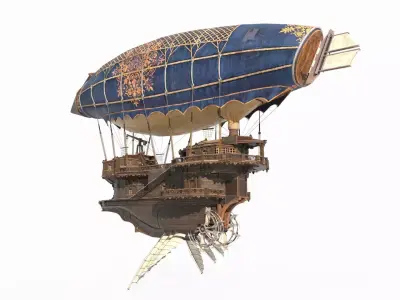 Ancient magical style luxury airship 3D model