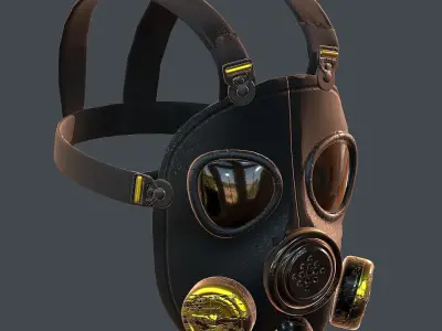 Gas mask helmet 3d model scifi Low-poly  Low-poly 3D model 19