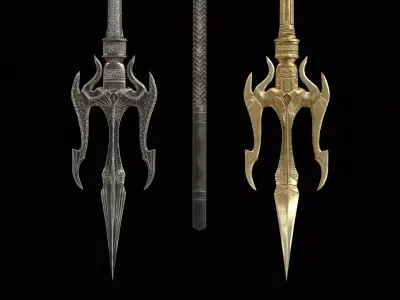 Atlantis War Trident Low-poly 3D model