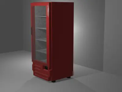 Commercial Freezer for Drinks - Red Low-poly 3D model