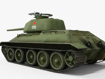 T-34 Medium WW2 Tank  Low-poly 3D model