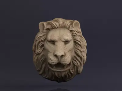 S00065 Lion head bas-relief 3D model