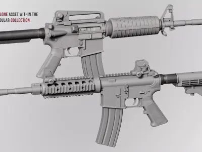 AR15 M4A1 Modular Buffer Tube Customizable Low-poly 3D model