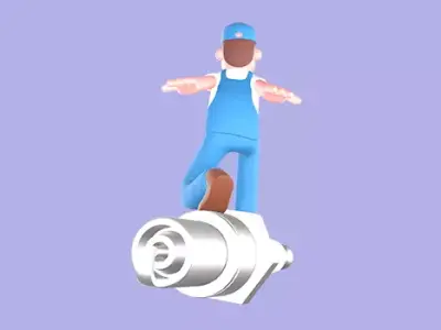 Stylized 3D Mechanic Character - Cartoon Spark Plug Action 3D model