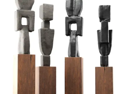 Constractive modern figures sculptures Low-poly 3D model