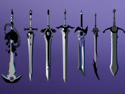 100 Fantasy Weapons Basemesh Pack V4 Low-poly 3D model