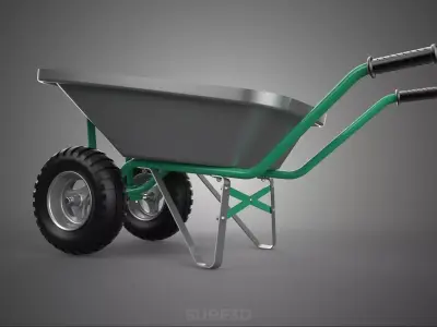 DUAL 2 DOUBLE TWO TWIN TIRE WHEEL WHEELED WHEELBARROW CART METAL 3D model