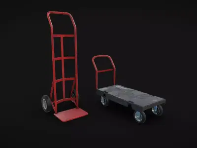 Hand Truck and Cart Low-poly 3D model