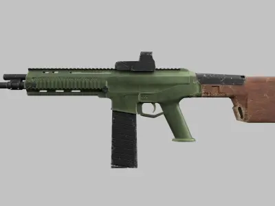 Assault rifle Low-poly 3D model 6