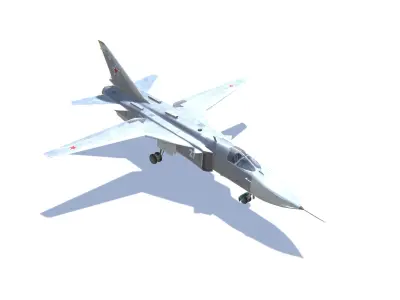 SU-24 Fencer Jet Fighter Aircraft Low-poly 3D model