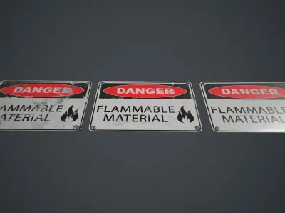 Plastic Danger Sign 3 PBR Game Ready Low-poly 3D model