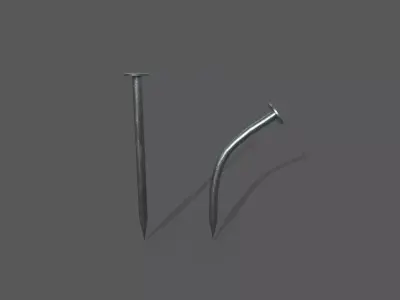 Clean bent and straight nails Low-poly 3D model