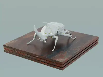 House Decoration Rhinoceros Beetle Statue Low-poly 3D model