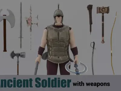 Ancient Soldier with Weaponns 3D model