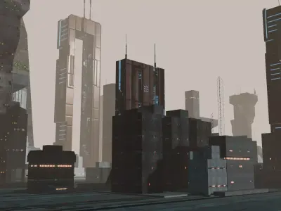Sci Fi City 15 Low-poly 3D model